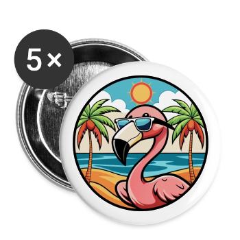 Flamingo Funny Cartoon Summer Beach Sunglasses - Buttons large 2.2''/56 mm (5-pack) - white - Front