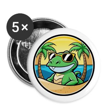 Eidechse Lustige Cartoon Sommer Strand Sonnenbrille Cool - Buttons groß 56 mm (5er Pack) - Weiß - Vorne