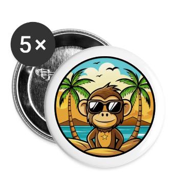 Affe Lustige Cartoon Sommer Strand Sonnenbrille Cool - Buttons groß 56 mm (5er Pack) - Weiß - Vorne