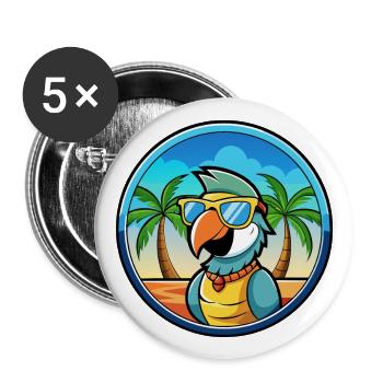 Papagei Lustige Cartoon Sommer Strand Sonnenbrille Cool - Buttons groß 56 mm (5er Pack) - Weiß - Vorne