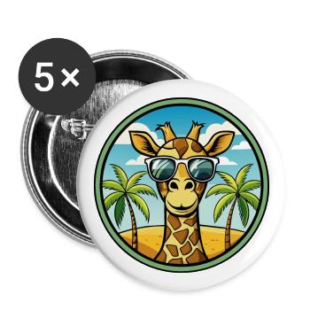 Giraffe Lustige Cartoon Sommer Strand Sonnenbrille Cool - Buttons groß 56 mm (5er Pack) - Weiß - Vorne