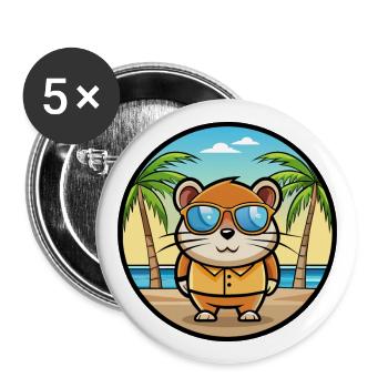 Hamster Funny Cartoon Summer Beach Sunglasses Cool - Buttons large 2.2''/56 mm (5-pack) - white - Front