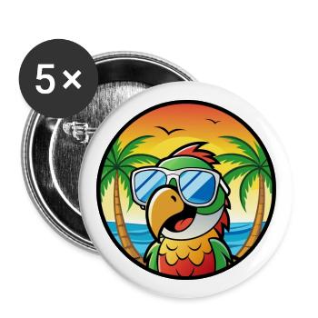 Papagei Lustige Cartoon Sommer Strand Sonnenbrille Cool - Buttons groß 56 mm (5er Pack) - Weiß - Vorne
