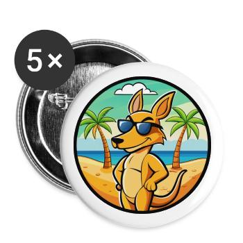 Kangaroo Funny Cartoon Summer Beach Sunglasses - Buttons large 2.2''/56 mm (5-pack) - white - Front