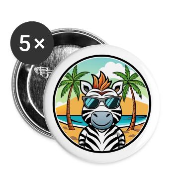 Zebra Funny Cartoon Summer Beach Sunglasses Cool - Buttons large 2.2''/56 mm (5-pack) - white - Front