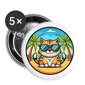 Amerikanische Polydactyl Katzenrasse Cartoon Sonnenbrille - Buttons groß 56 mm (5er Pack) - Weiß - Vorne