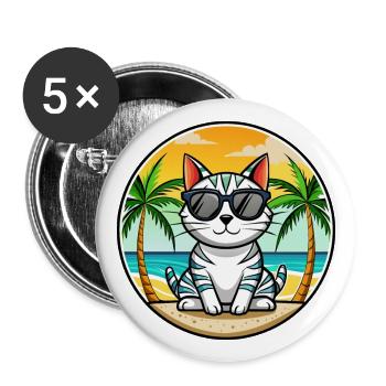 Amerikanische Kurzhaarkatze Rasse Cartoon Sonnenbrille - Buttons groß 56 mm (5er Pack) - Weiß - Vorne