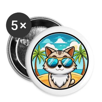 Birman Cat Breed Cartoon Sunglasses Beach - Buttons large 2.2''/56 mm (5-pack) - white - Front