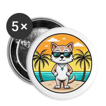Burmilla Cat Breed Cartoon Lunettes de soleil Beach - Lot de 5 grands badges (56 mm) - blanc - Devant