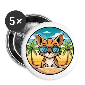 Chausie Cat Breed Cartoon Lunettes de soleil Beach - Lot de 5 grands badges (56 mm) - blanc - Devant