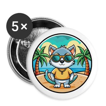 Khao Manee Cat Breed Cartoon Lunettes de soleil Beach - Lot de 5 grands badges (56 mm) - blanc - Devant