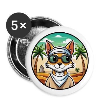Lunettes de soleil de race de chat Mau arabe de plage - Lot de 5 grands badges (56 mm) - blanc - Devant