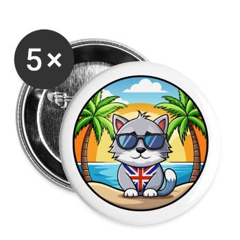 British Silver Cat Breed Cartoon Sunglasses Beach - Buttons large 2.2''/56 mm (5-pack) - white - Front