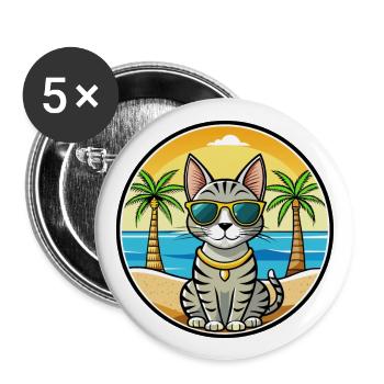 Egyptian Mau Cat Breed Cartoon Sunglasses Beach - Buttons large 2.2''/56 mm (5-pack) - white - Front