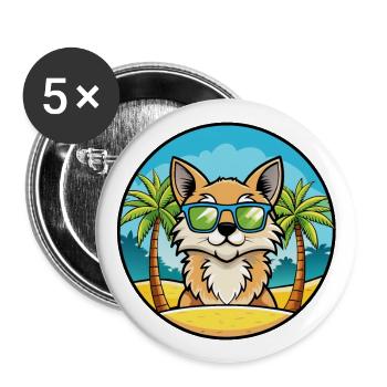 German Longhair Cat Breed Cartoon Sunglasses Beach - Buttons large 2.2''/56 mm (5-pack) - white - Front