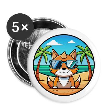 German Rex Cat Breed Cartoon Sunglasses Beach - Buttons large 2.2''/56 mm (5-pack) - white - Front