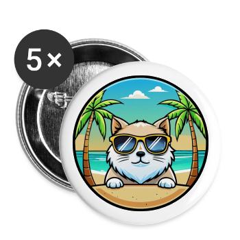 Himalayan Cat Breed Cartoon Sunglasses Beach - Buttons large 2.2''/56 mm (5-pack) - white - Front