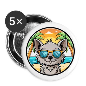 Lunettes de soleil Lykoi Cat Breed Cartoon Beach - Lot de 5 grands badges (56 mm) - blanc - Devant