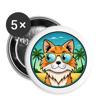 Maine Coon Cat Breed Cartoon Sunglasses Beach - Buttons large 2.2''/56 mm (5-pack) - white - Front