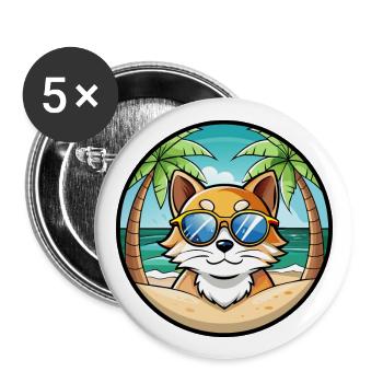 Ragdoll Cat Breed Cartoon Lunettes de soleil Beach - Lot de 5 grands badges (56 mm) - blanc - Devant