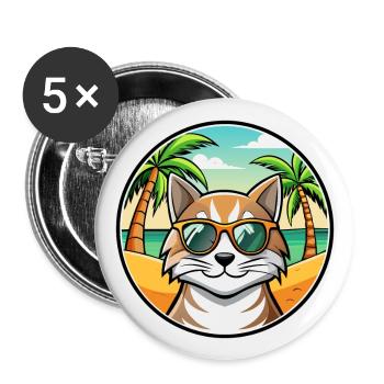 Siberian Cat Breed Cartoon Lunettes de soleil Beach - Lot de 5 grands badges (56 mm) - blanc - Devant