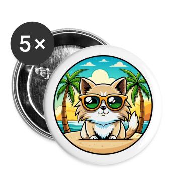 Birman Cat Breed Cartoon Sunglasses Beach - Buttons large 2.2''/56 mm (5-pack) - white - Front