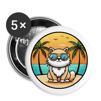 Colorpoint Persische Katzenrasse Cartoon Sonnenbrille - Buttons groß 56 mm (5er Pack) - Weiß - Vorne