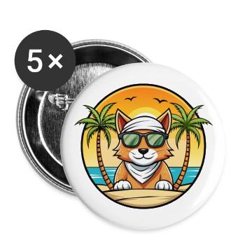 Lunettes de soleil de race de chat Mau arabe de plage - Lot de 5 grands badges (56 mm) - blanc - Devant