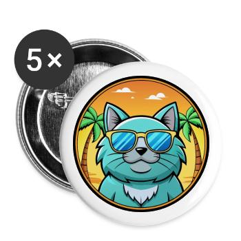 Chartreux Cat Breed Cartoon Sunglasses Beach - Buttons large 2.2''/56 mm (5-pack) - white - Front