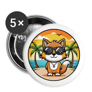 Lunettes de soleil Foldex Cat Breed Cartoon Beach - Lot de 5 grands badges (56 mm) - blanc - Devant