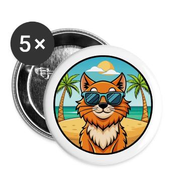 Ginger Longhair Cat Breed Cartoon Sunglasses Beach - Buttons large 2.2''/56 mm (5-pack) - white - Front