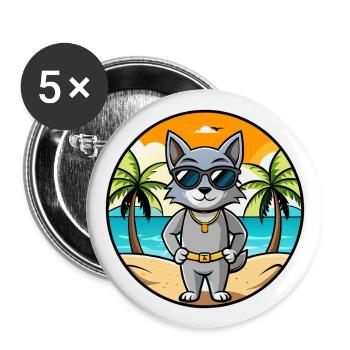 Korat Cat Breed Cartoon Lunettes de soleil Beach - Lot de 5 grands badges (56 mm) - blanc - Devant