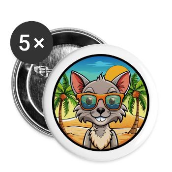 Lunettes de soleil Lykoi Cat Breed Cartoon Beach - Lot de 5 grands badges (56 mm) - blanc - Devant