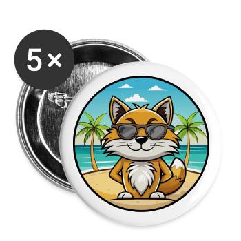 Manx Cat Breed Cartoon Sunglasses Beach - Buttons large 2.2''/56 mm (5-pack) - white - Front