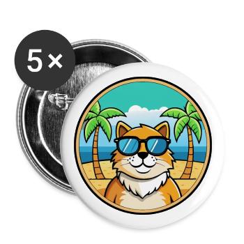 Ragamuffin Lunettes de soleil de dessin animé de race de chat plage - Lot de 5 grands badges (56 mm) - blanc - Devant