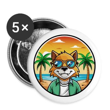 German Rex Cat Breed Cartoon Sunglasses Beach - Buttons large 2.2''/56 mm (5-pack) - white - Front