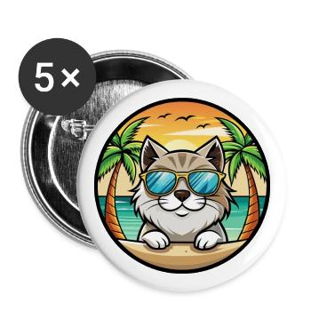 Himalayan Race Dessin Animé Lunettes De Soleil Plage - Lot de 5 grands badges (56 mm) - blanc - Devant