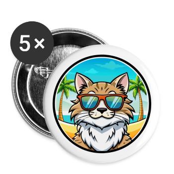 Maine Coon Cat Breed Cartoon Sunglasses Beach - Buttons large 2.2''/56 mm (5-pack) - white - Front