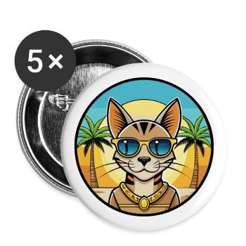 Arabian Egyptian Mau Cat Breed Cartoon Sunglasses - Buttons large 2.2''/56 mm (5-pack) - white - Front
