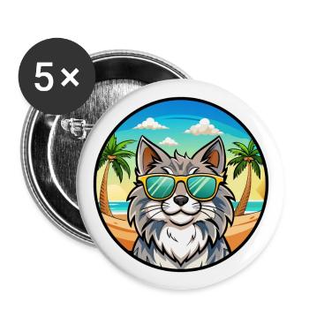 Forêt norvégienne Race Dessin animé Lunettes de soleil Plage - Lot de 5 grands badges (56 mm) - blanc - Devant