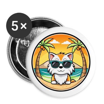 Ragdoll Cat Breed Cartoon Lunettes de soleil Beach - Lot de 5 grands badges (56 mm) - blanc - Devant