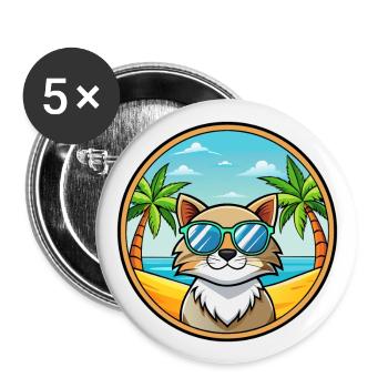 Siberian Cat Breed Cartoon Lunettes de soleil Beach - Lot de 5 grands badges (56 mm) - blanc - Devant