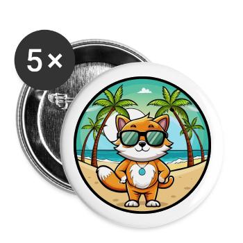 Khao Manee Cat Breed Cartoon Lunettes de soleil Beach - Lot de 5 grands badges (56 mm) - blanc - Devant