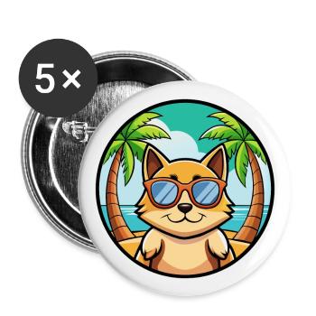 Tonkinois Race Chat Dessin Animé Lunettes De Soleil Plage - Lot de 5 grands badges (56 mm) - blanc - Devant