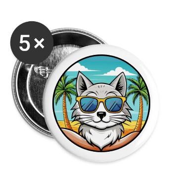 Lunettes de soleil de plage de race de chat angora turc - Lot de 5 grands badges (56 mm) - blanc - Devant
