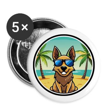 Australian Cattle Dog Breed Cartoon Sunglass Beach - Buttons large 2.2''/56 mm (5-pack) - white - Front