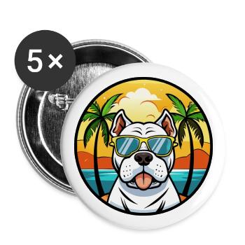 American Bulldog Breed Cartoon Sunglasses Beach - Buttons large 2.2''/56 mm (5-pack) - white - Front