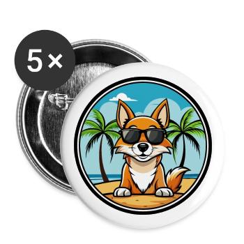 Amerikanischer Foxhound Hunderasse Cartoon Sonnenbrille Strand - Buttons groß 56 mm (5er Pack) - Weiß - Vorne
