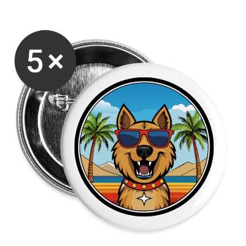 Armenischer Gampr Hund Rasse Cartoon Sonnenbrille Strand - Buttons groß 56 mm (5er Pack) - Weiß - Vorne