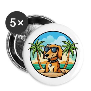 Azawakh Chien Race Dessin Animé Lunettes De Soleil Plage - Lot de 5 grands badges (56 mm) - blanc - Devant